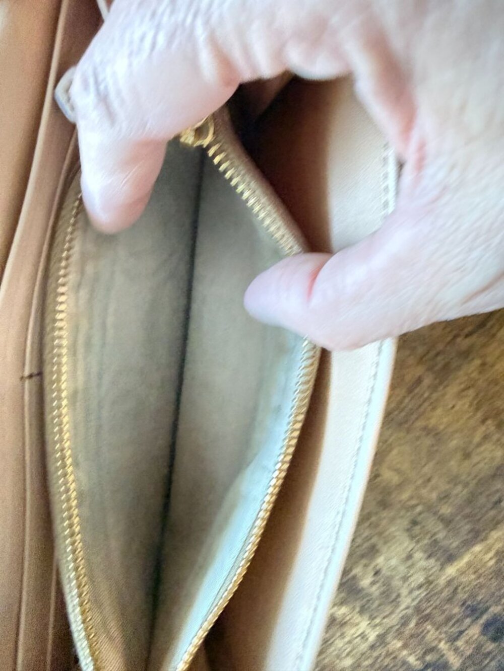 Prada Nappa Gaufre Continental Wallet 1M1132 Beige Gathered Leather Auth Card - Picture 11 of 12